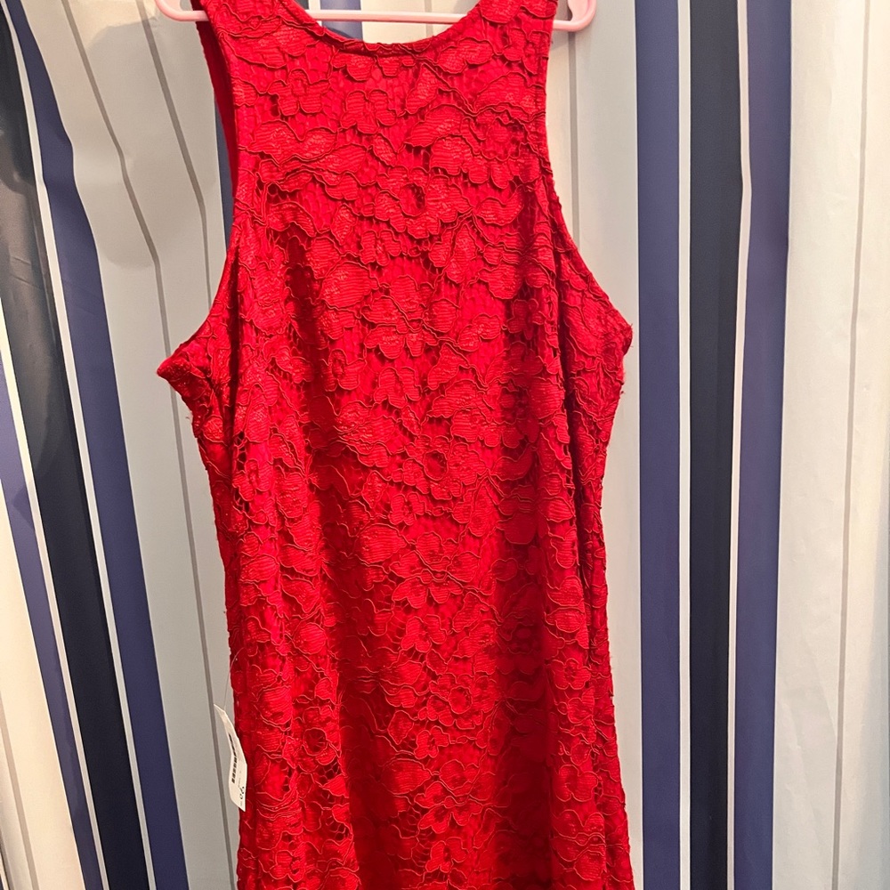 Lovers + Friends Caspian-dress. Med. Lace & floral, mini, no sleeve, high neck
